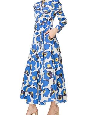 MELLODAY Blue and Yellow Floral Long Sleeve Maxi Dress